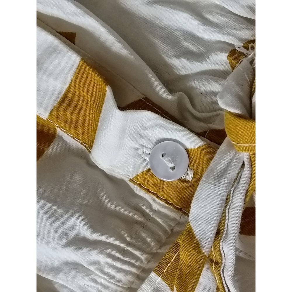 Boho Resortwear 100% Cotton Mustard Yellow White Abstract Maxi Shirtdress S - Picture 6 of 10